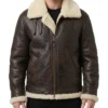 Colin Aviator SF Shearling Brown Fur Collar Leather Jacket