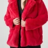 Buy Forever 21 Plus Size Notched Faux Fur Red Coat For Men And Women