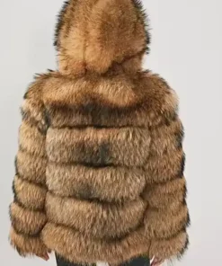 Buy Haven Mink Fur Brown Hooded Warm Overcoat For Men And Women