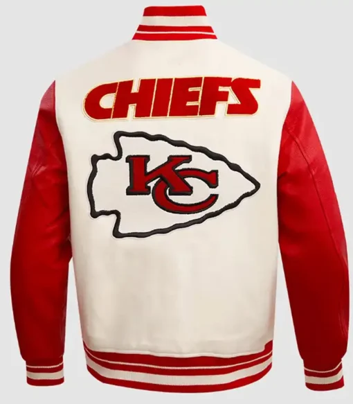 Buy Kansas City Chiefs Retro White And Red Letterman Varsity Jacket For Unisex