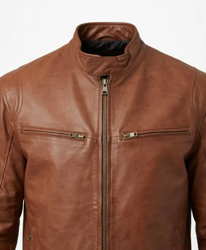 Tan Brown Men Biker Leather Jackets