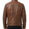 Classic Brown Distressed Leather Jacket Diamond
