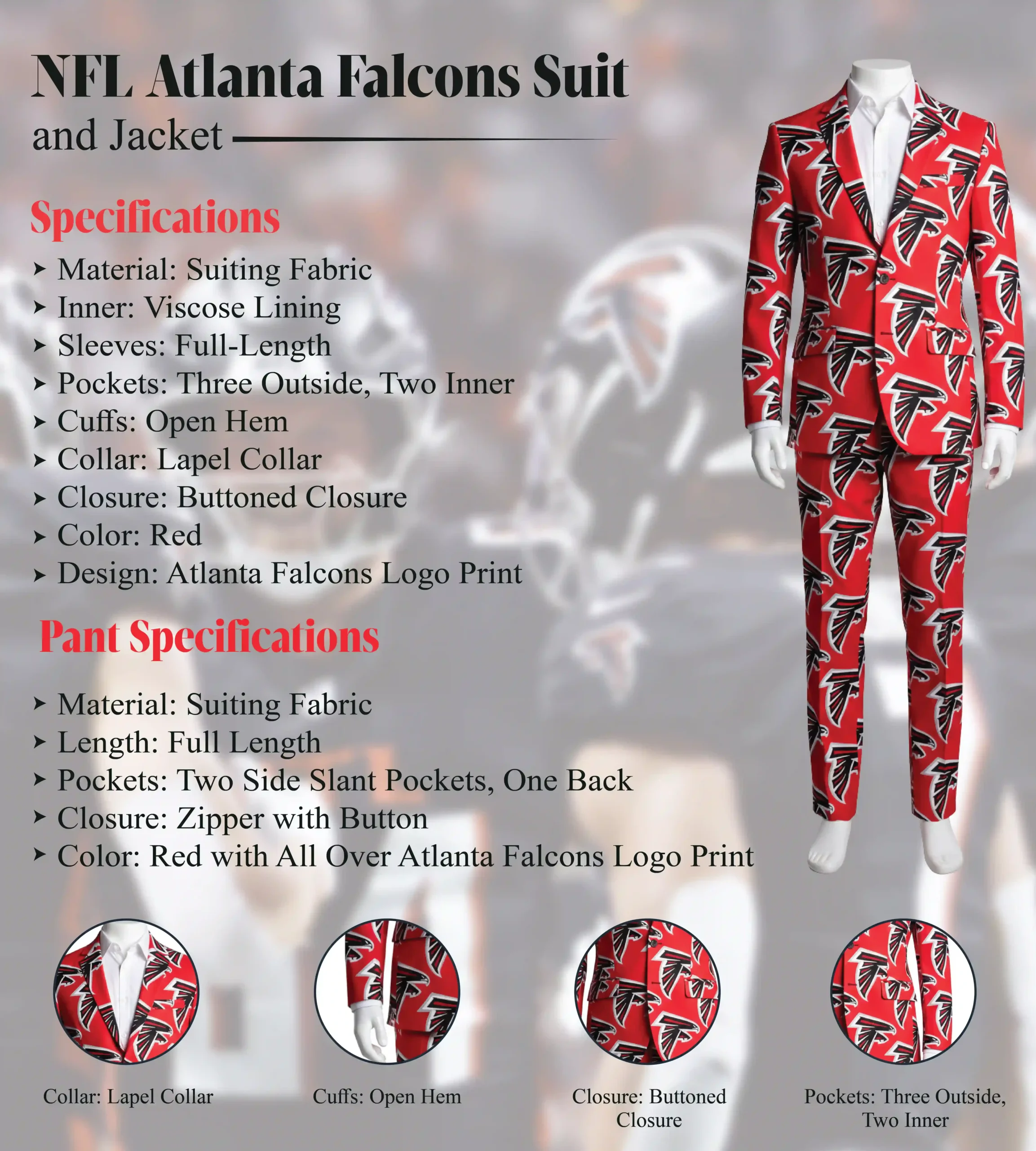 Buy NFL Atlanta Falcons Red Pattern Suit Info