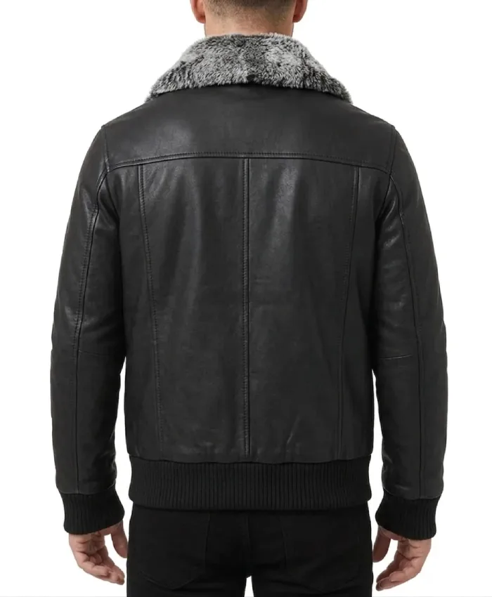 Bradford Shearling Bomber Leather Black Jacket