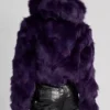 Buy Now Camelia Fluffy Mink Fur Dark Purple Zipper Jacket For Sale