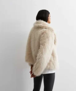 Buy Now Cream Faux Fur Jacket For Men And Women