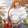 Buy Now Ice Spice White Faux Fur Jacket For Men And Women