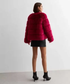Buy Now Red Faux Fur Jacket For Men And Women