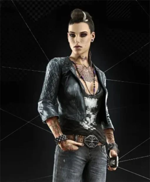Buy Now Video Game Watch Dogs Aiden Pearce Clara Lille Biker Black Quilted Leather Jacket For Unisex