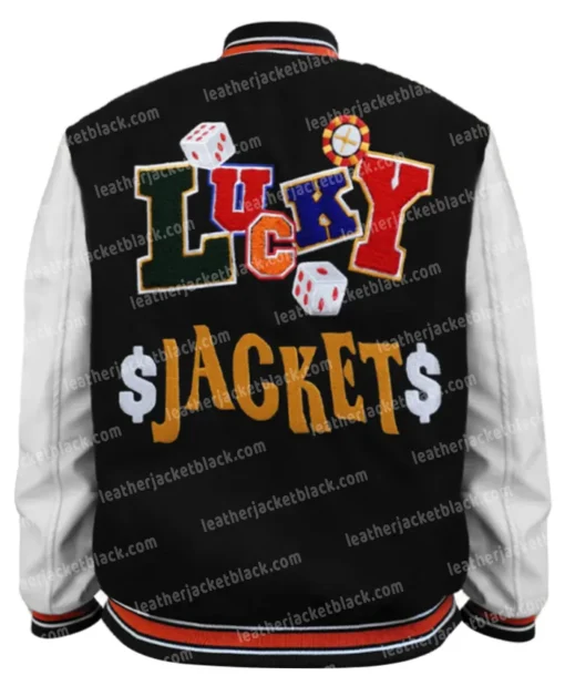 Buy Poker Lucky Black And White Letterman Varsity Baseball Jacket For Men And Women