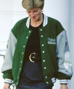 Buy Princess Diana Eagles Green Wool Varsity Jacket