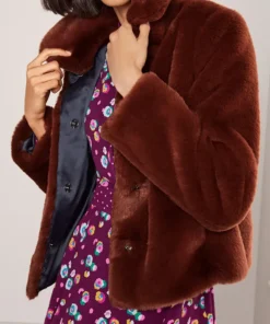 Buy Reddish Brown Faux Fur Jacket For Men And Women