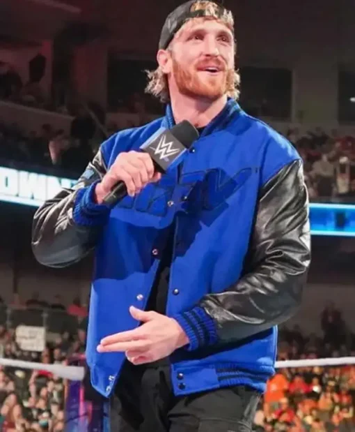 Buy WWE Logan Paul Blue And Black Letterman Varsity Jacket