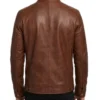 Men Cafe Racer Quilted Dark Brown Biker Leather Jacket