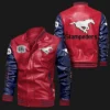 Calgary Stampeders Red Varsity Bomber Leather Jacket