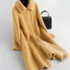 Camel Brown Real Lamb Fur Coat