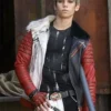 Cameron Boyce Film Descendants Carlos Two Tone Red, White, and Black Leather Quilted Sherpa Jacket