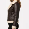Cameron Shearling Fur Dark Brown Jacket Womens