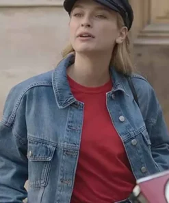 Camille Razat TV Series Emily In Paris Camille Blue Denim Jean Cropped Jacket