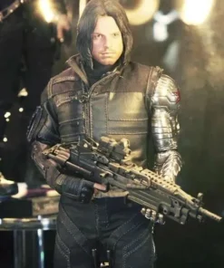 Captain America Civil War Bucky Barnes Winter Soldier Leather Jacket