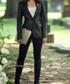 Captain America The Winter Soldier Natasha Romanoff Black Leather Blazer Black Widow Jacket For Sale