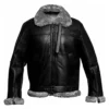 Carl RAF Aviator SF Flying Vintage Bomber Pilot Sheepskin Leather Black Shearling Fur Jacket