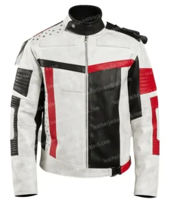 Carlos Descendants 3 White Red Costume Leather Jacket