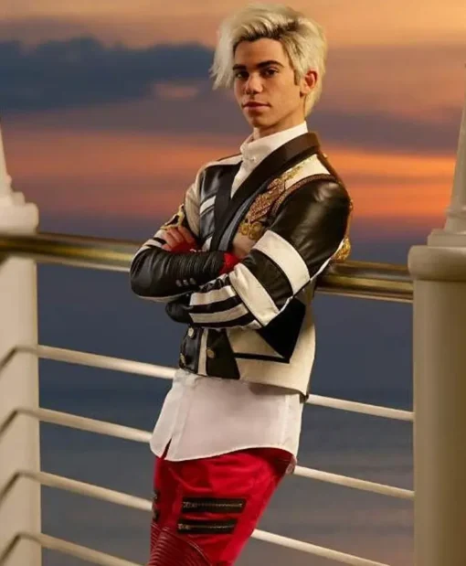 Carlos Descendants 3 White Red Costume Leather Jacket