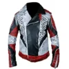 Carlos Film Descendants 3 Cameron Boyce Black And White Studded Biker Real and Faux Leather Cropped Jacket For Men and Women