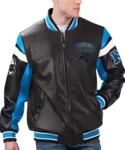 Carolina Panthers Black And Blue Leather Jacket