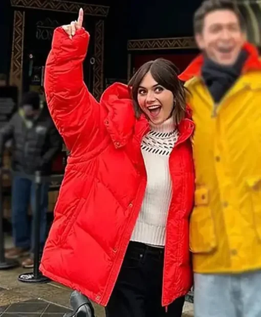 Cat Person Emilia Jones Red Puffer Jacket