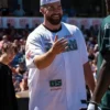 Celebrity Softball Game Travis Kelce Buttoned Shirt