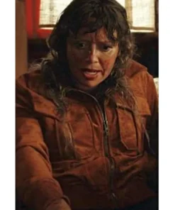 Charlie Cale Poker Face 2023 Suede Bomber Jacket