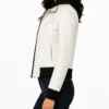 Charlotte Womens Off-White Leather Hooded Jacket