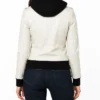 Charlotte Womens Off-White Removable HoodLeather Jacket