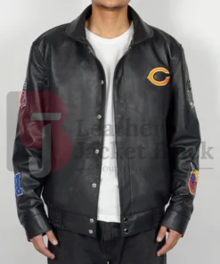 Chicago Bears Black Leather Jacket For Sale