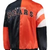 Chicago Bears Starter Navy and Orange Leader Varsity Satin Full-Snap Jacket