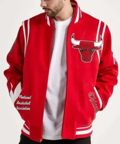 Chicago Bulls 6X Champs NBA Red Bomber Jacket