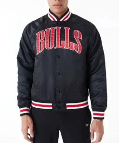 Chicago Bulls Applique Black Varsity Jacket