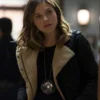 Chicago P.D. Sophia Bush Black Leather Shearling Fur Jacket