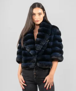 Chinchilla Fur Blue And Black Coat