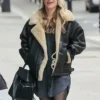 Chloe Madeley Aviator Black Leather Jacket