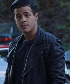 Christian Navarro TV Series 13 Reasons Why Tony Padilla Black Motorcycle Asymmetrical Style Quilted Leather Jacket