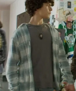 Chucky Jake Wheeler Plaid Blue Hooded Shirt