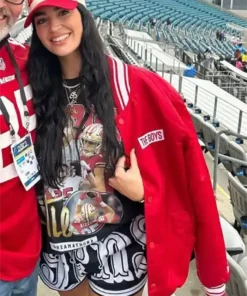 Claire Kittle The Boys Red Varsity Jacket