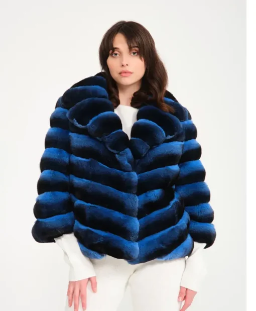 Classic Blue Chinchilla Fur Jacket