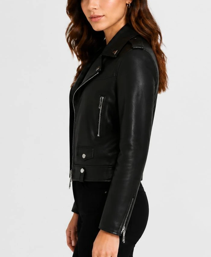 Classic Women Leather Jackets With Studd
