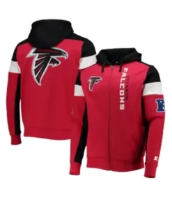 Clay Atlanta Falcons Logo Red Bomber Hooded Jacket