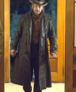 Cole Hauser Yellowstone Black Leather Long Coat