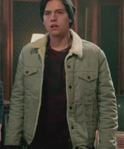 Cole Sprouse TV Series Riverdale Jughead Jones Shearling Fur Grey Cotton Jacket